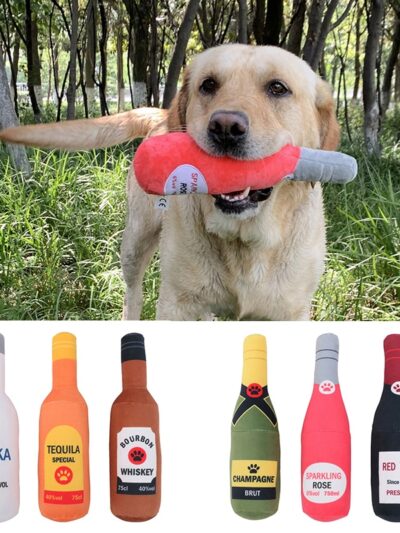 Squeaky Champagne Tequila Bottle Shape Toy