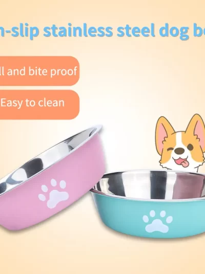 Non-slip Dog Bowls For Small Medium Large Dog Feeder Bowls Drinkers Stainless Steel High Capacity Pet Feeders Dogs Accessories