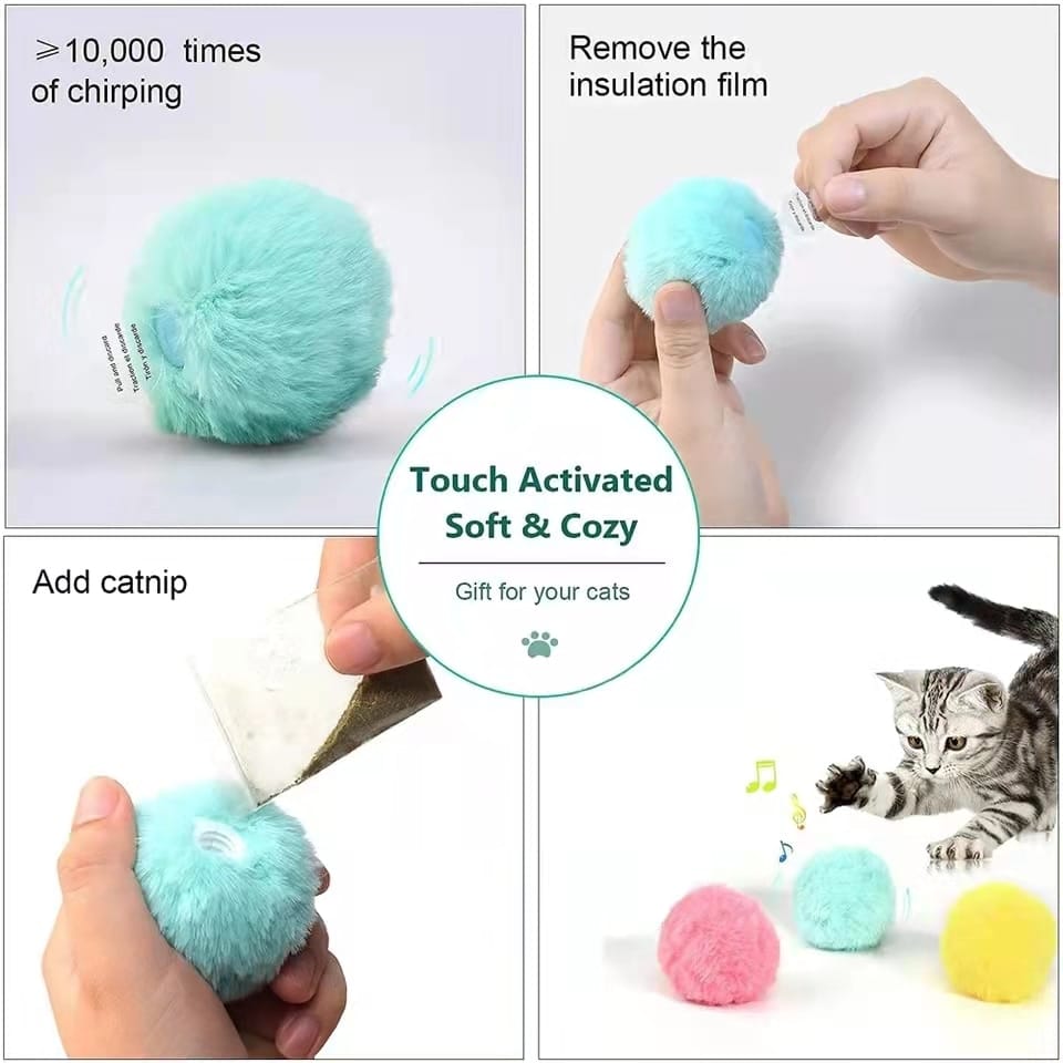 Smart Cat Toys Interactive Ball Plush Electric Catnip Training Toy Kitten Touch Sounding Pet Product Squeak Toy Ball Cat Supplie - Image 12