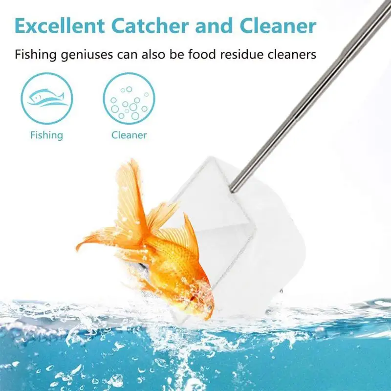 Fish Net Aquarium Cleaning Retractable 3D Stainless Steel Pocket Shrimp Catching Fish Tank Cleaning Net For Small Pond And Pool - Image 6