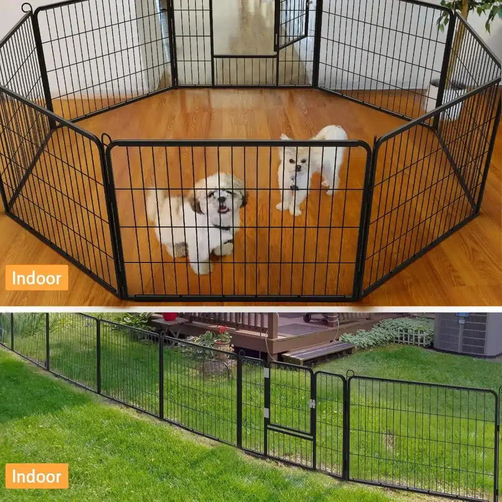 OFIKA Heavy Duty Metal Dog Playpen for Medium/Small Animals, 8 Panels 24”Height x 27" Width, Dog Fence Exercise Pen with Doors - Image 6