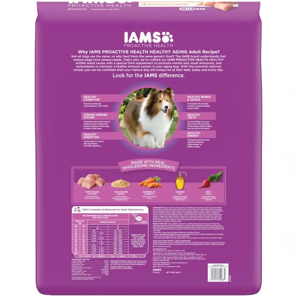 IAMS Healthy Aging Adult Dry Dog Food for Mature and Senior Dogs with Real Chicken, 29.1 lb. Bag - Image 2
