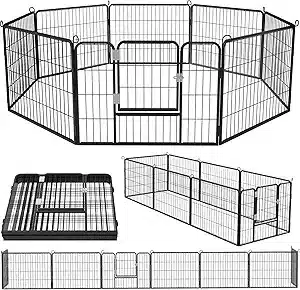 OFIKA Heavy Duty Metal Dog Playpen for Medium/Small Animals, 8 Panels 24”Height x 27" Width, Dog Fence Exercise Pen with Doors - Image 7