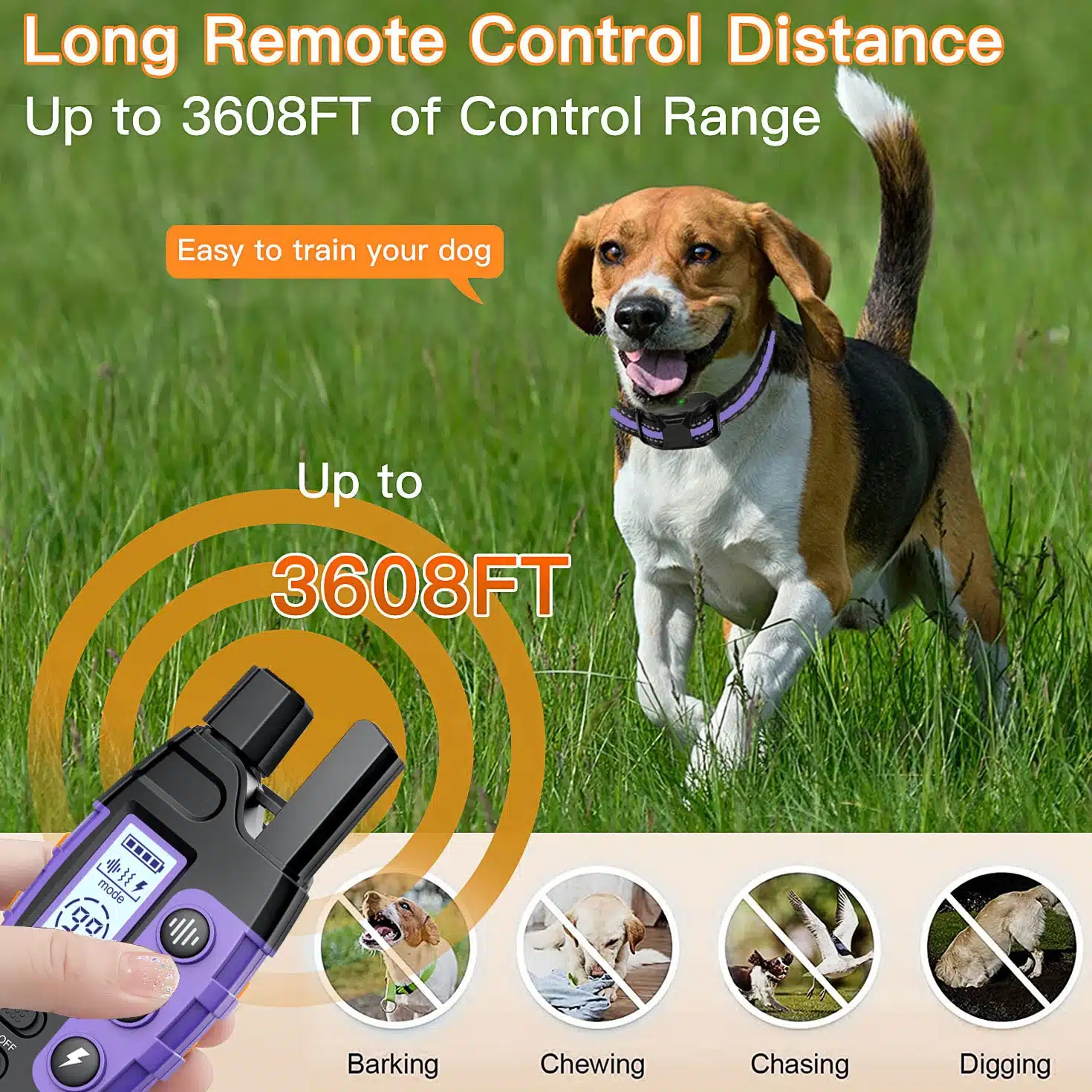 3300Ft Electric Dog Training Collar Remote Control Waterproof Pet BehaviorFor 5-120lbs Puppy With Shock Vibration Beep - Image 3